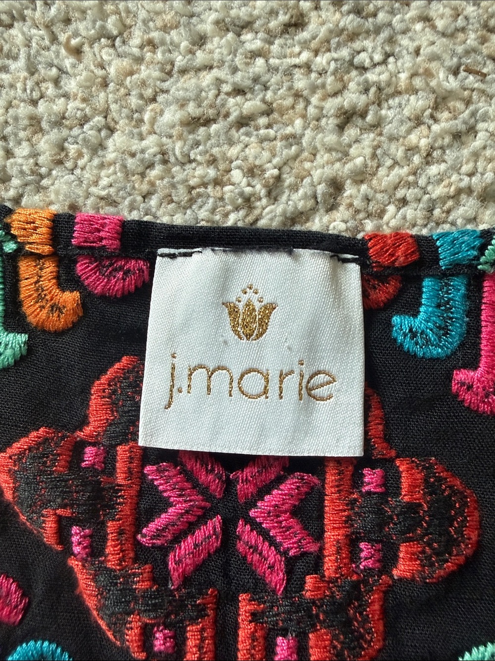 Embroidered Black J Marie Oaxaca shift dress small - Picture 3 of 5